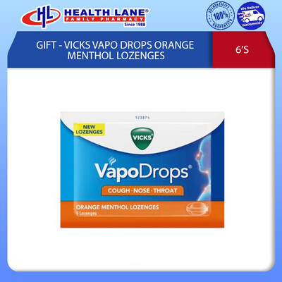 VICKS VAPO DROPS ORANGE MENTHOL LOZENGES 6'S