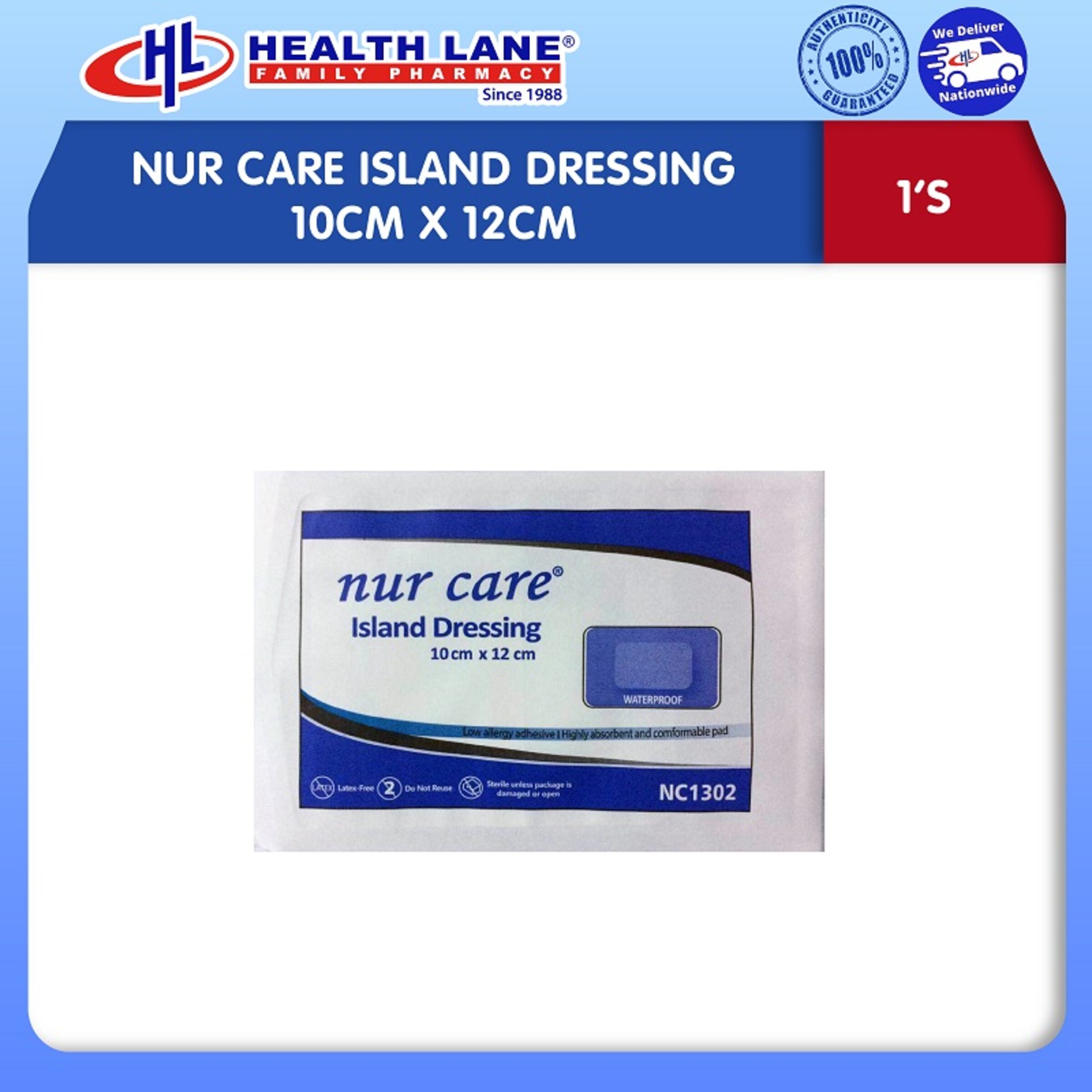 NUR CARE ISLAND DRESSING 10CMx12CM 1'S 