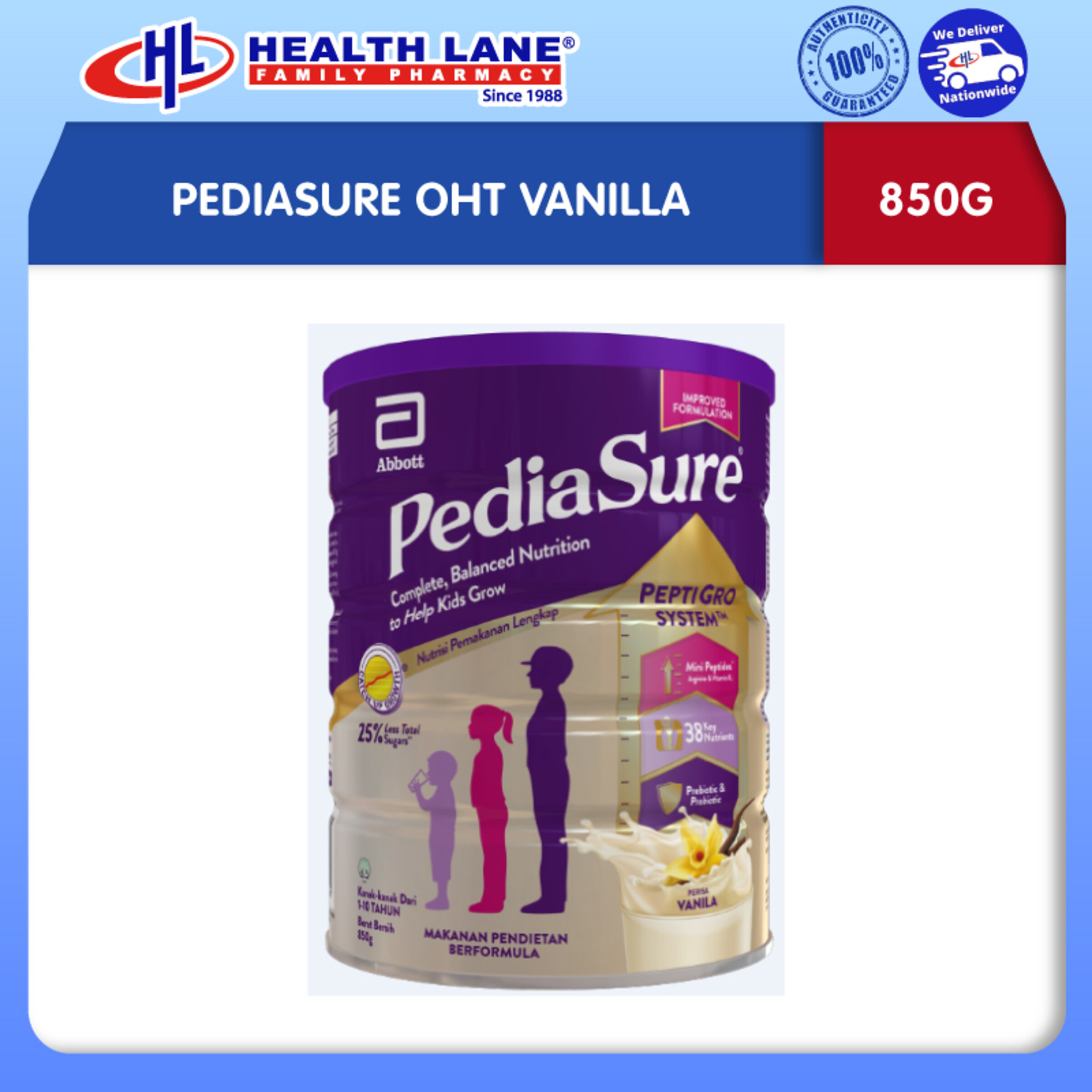 PEDIASURE OHT VANILA 850G