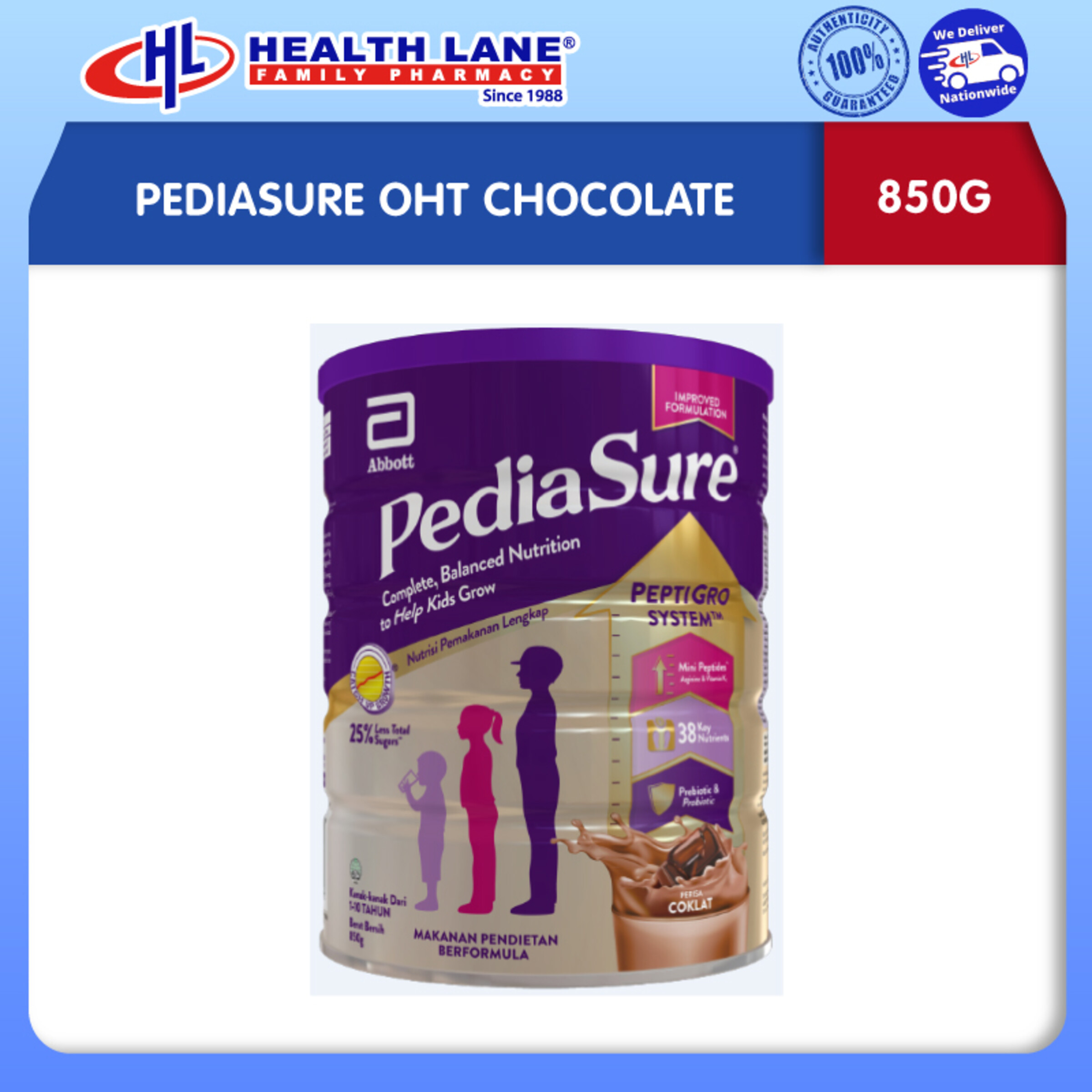 PEDIASURE OHT COKLAT 850G