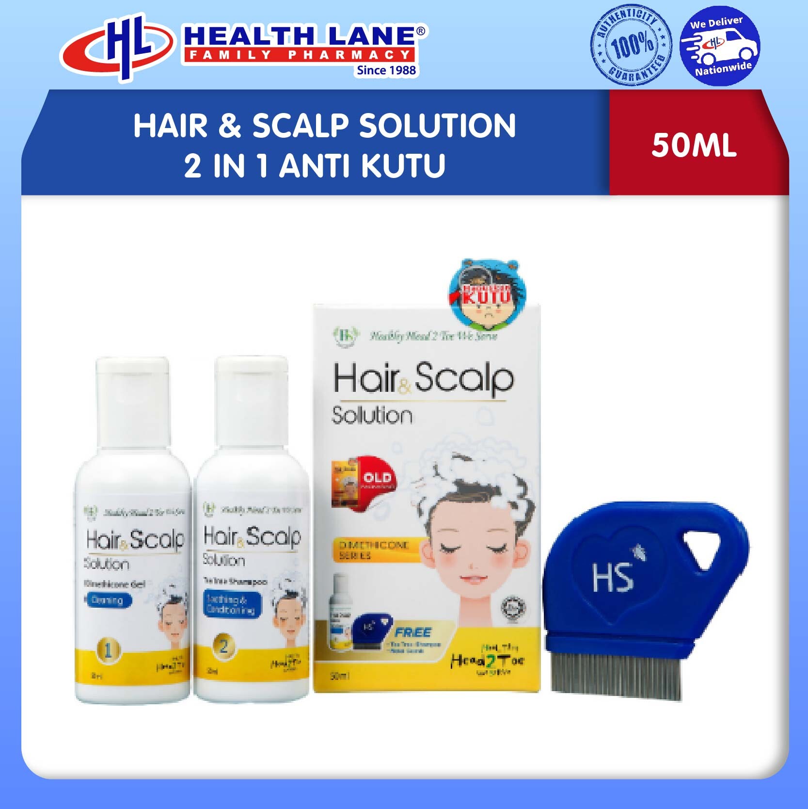 HS RAMBUT & KULIT KEPALA SOLUTION (ANTI-KUTU)
