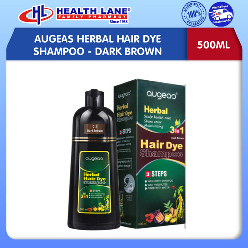 AUGEAS HERB HAIR DYE SHAMPOO (DARK BROWN, 500ML)