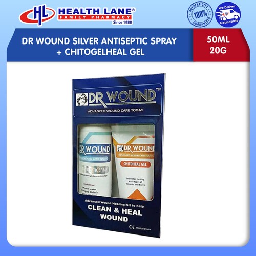 DR WOUND SILVER ANTISEPTIC SPRAY (50ML) + BIOHEAL GEL (20G)