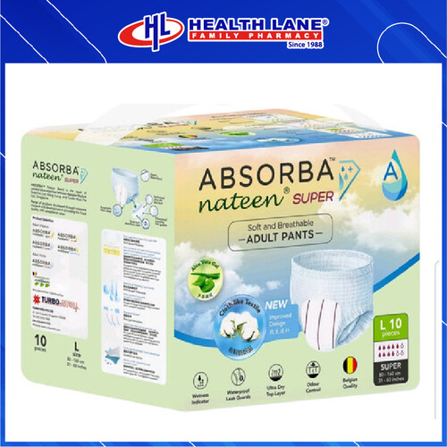 ABSORBA NATEEN SUPER ADULT PANTS (L) 10'S