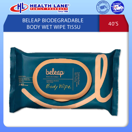 BELEAP BIODEGRADABLE BODY WET WIPE TISSUE 40'S
