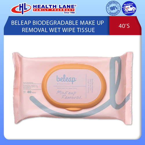 BELEAP BIODEGRADABLE MAKE UP REMOVAL WET WIPE TISSUE 40'S
