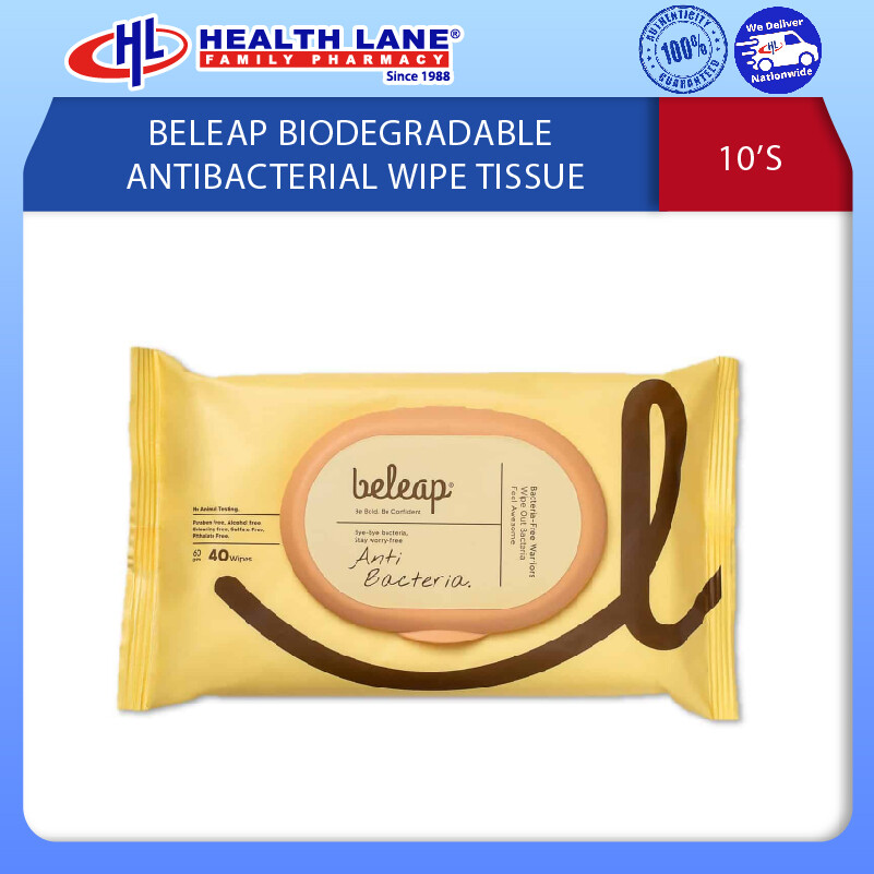 BELEAP BIODEGRADABLE ANTIBACTERIAL WIPE TISSUE 10'S
