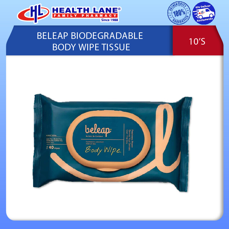 BELEAP BIODEGRADABLE BODY WIPE TISSUE 10'S