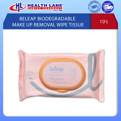 BELEAP BIODEGRADABLE MAKE UP REMOVAL WIPE TISSUE 10'S