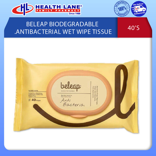 BELEAP BIODEGRADABLE ANTIBAKTERIA WET WIPE TISSUE 40'S