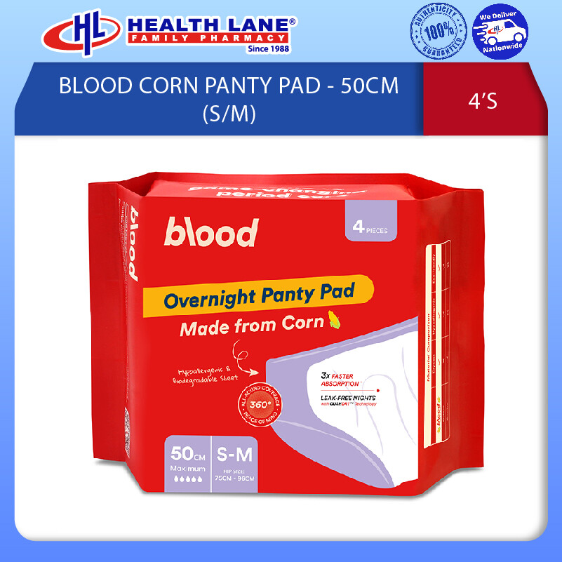 BLOOD CORN PANTY PAD 50CM (4'S)- S/M