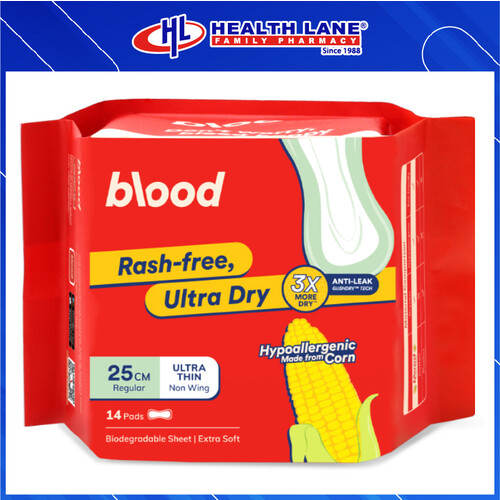 BLOOD CORN PAD 25CM ULTRA DRY NON-WING 14'S