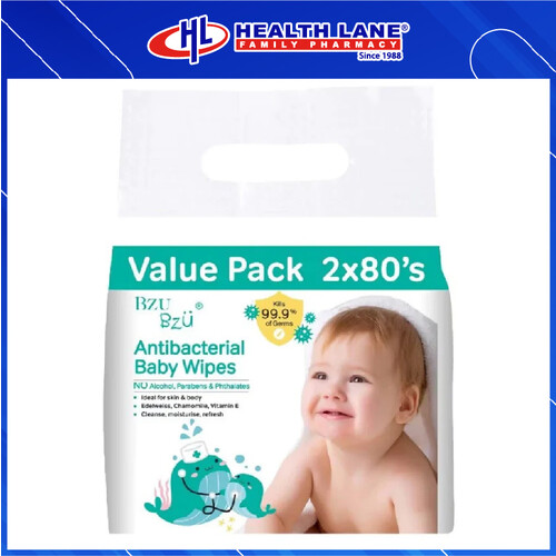BZU BZU ANTI-BACTERIAL BABY WET TISSUE 80'S X2