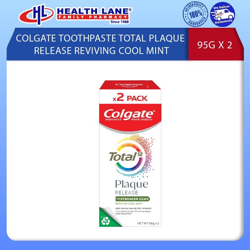COLGATE UBAT GIGI TOTAL PLAQUE RELEASE REVIVING COOL PUDINA95G X 2