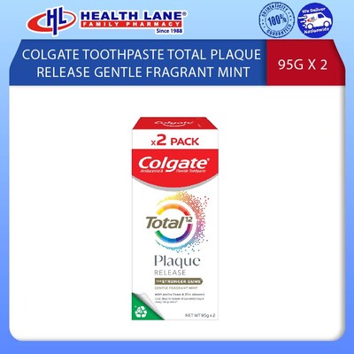 COLGATE UBAT GIGI TOTAL PLAQUE RELEASE GENTLE FRAGRANT PUDINA95G X 2