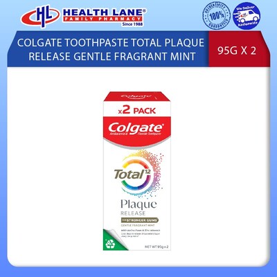 COLGATE TOOTHPASTE TOTAL PLAQUE RELEASE GENTLE FRAGRANT MINT 95G X 2