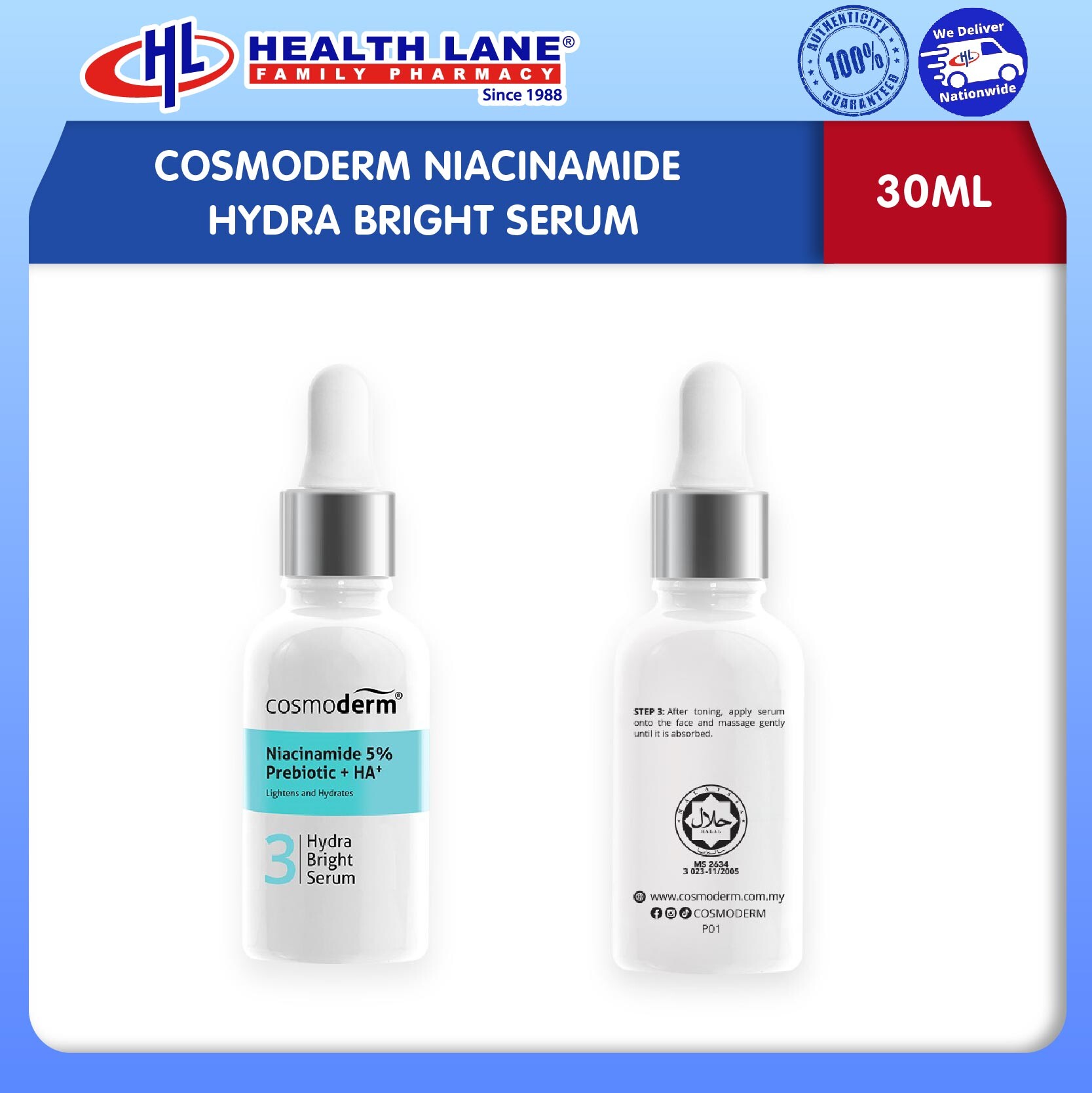 COSMODERM NIACINAMIDE HYDRA BRIGHT SERUM 30ML