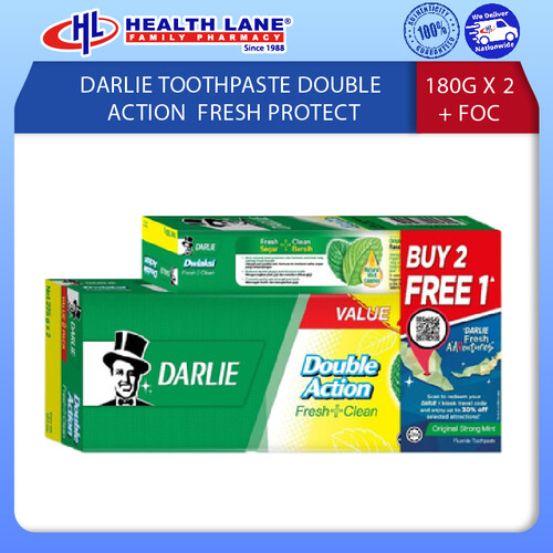 DARLIE TOOTHPASTE DOUBLE ACTION  FRESH PROTECT 180G X 2 + FOC