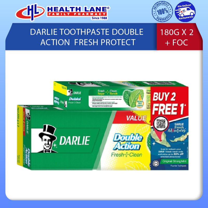DARLIE UBAT GIGI DOUBLE ACTION  FRESH PROTECT 180G X 2 + FOC     