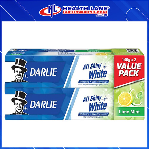 DARLIE TOOTHPASTE ALL SHINY WHITE LIME MINT(140Gx2+FOC)