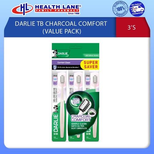 DARLIE TB CHARCOAL COMFORT 3'S (VALUE PACK)