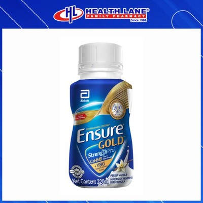 ENSURE GOLD VANILLA LIQUID (LESS SUGAR) RPB 220ML