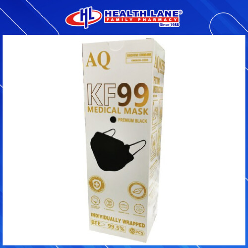 AQ  FACE MASK 4PLY KF99- BLACK (20'S)