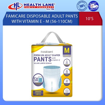 FAMICARE DISPOSABLE ADULT PANTS WITH VIT E - M (10'S)