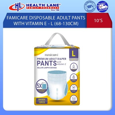 FAMICARE DISPOSABLE ADULT PANTS WITH VIT E - L (10'S)