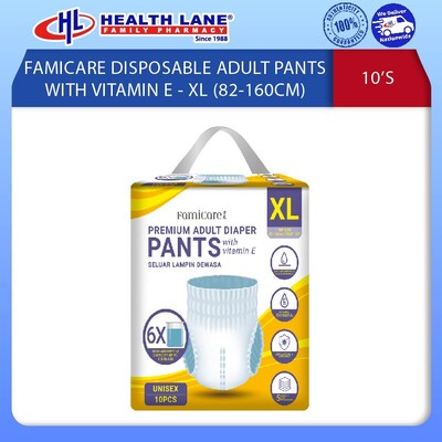 FAMICARE DISPOSABLE ADULT PANTS WITH VIT E - XL (10'S)