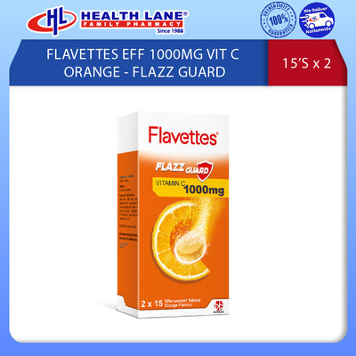 FLAVETTES EFF 1000MG VIT C ORANGE - FLAZZ GUARD 15'S X 2