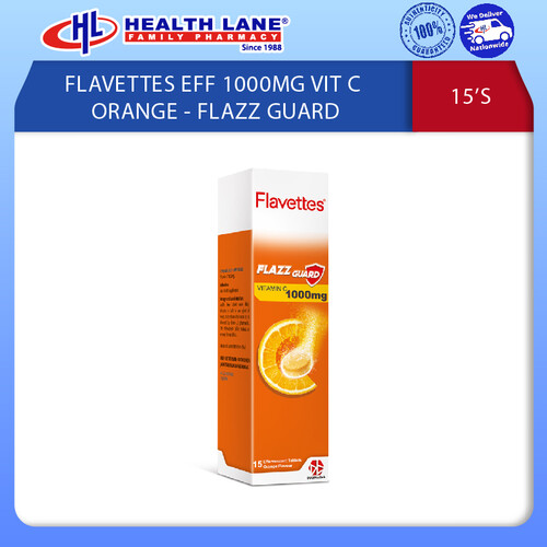 FLAVETTES EFF 1000MG VIT C ORANGE - FLAZZ GUARD 15'S
