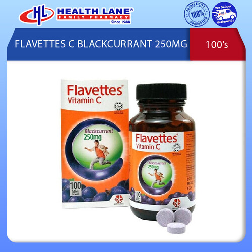 FLAVETTES C BLACKCURRANT 250MG 100'S