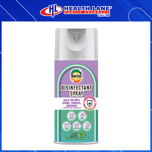 HLP BACTOL AIR FRESH DISINFECTANT SPRAY- EUCALYPTUS+PEPPERMINT OIL (450ML)