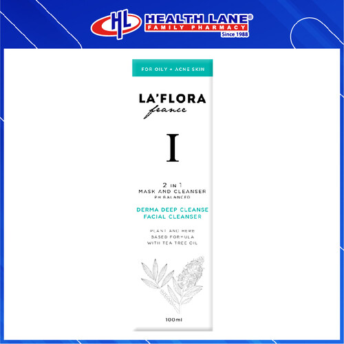 HLP LA' FLORA DERMA DEEP CLEANSE FACIAL PENCUCI AND MASK 2 IN 1- JERAWAT (100ML)