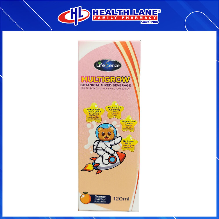 LIFESENZE MULTIGROW DENGAN DHA, LYSINE & LUTEIN SIRAP 120ML
