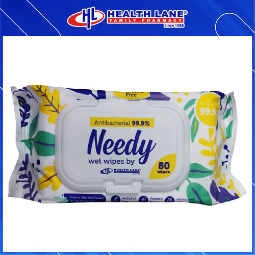 NEEDY WET WIPES 99.9% ANTIBACTERIAL - FRAGRANCE FREE-YELLOW (80'S)