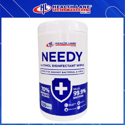 NEEDY ALCOHOL DISINFECTANT TISSUE LEMBAP (DRUM- 100'S) 