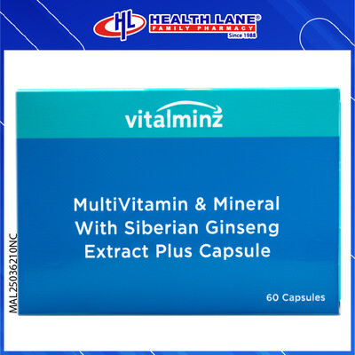 HLP VITALMINZ MULTIVITAMIN & MINERAL WITH SIBERIAN GINSENG EXTRACT PLUS CAPSULE 60'S