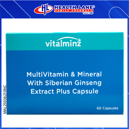 HLP VITALMINZ MULTIVITAMIN & MINERAL WITH SIBERIAN GINSENG EXTRACT PLUS CAPSULE 60'S