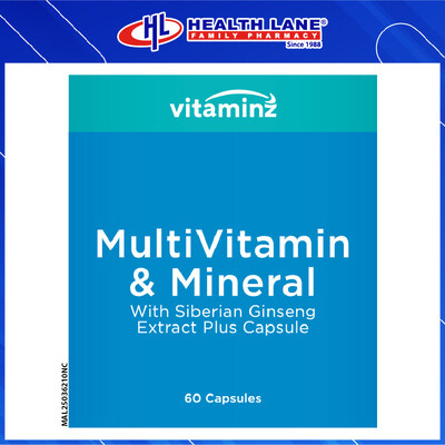HLP VITALMINZ MULTIVITAMIN & MINERAL WITH SIBERIAN GINSENG EXTRACT PLUS CAPSULE 60'S