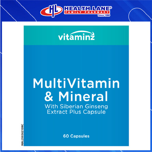 HLP VITALMINZ MULTIVITAMIN & MINERAL WITH SIBERIAN GINSENG EXTRACT PLUS CAPSULE 60'S
