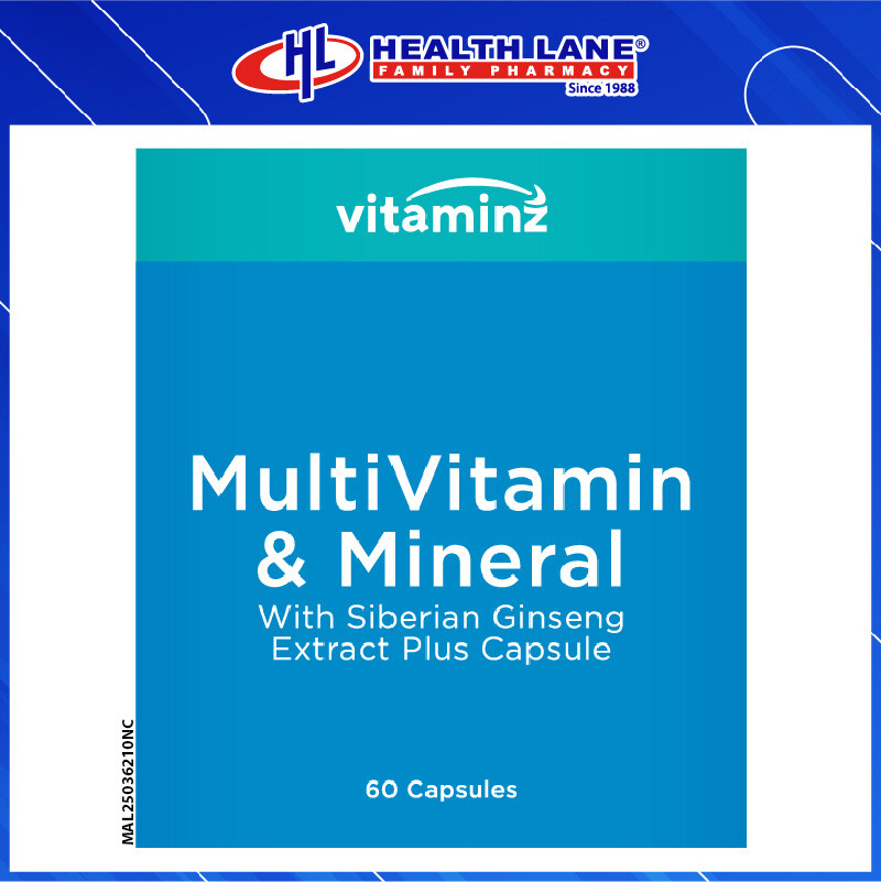 HLP VITALMINZ MULTIVITAMIN & MINERAL WITH SIBERIAN GINSENG EXTRACT PLUS CAPSULE 60'S