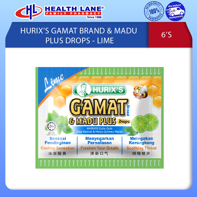 HURIX'S GAMAT BRAND & MADU PLUS DROPS - LIME (6'S)