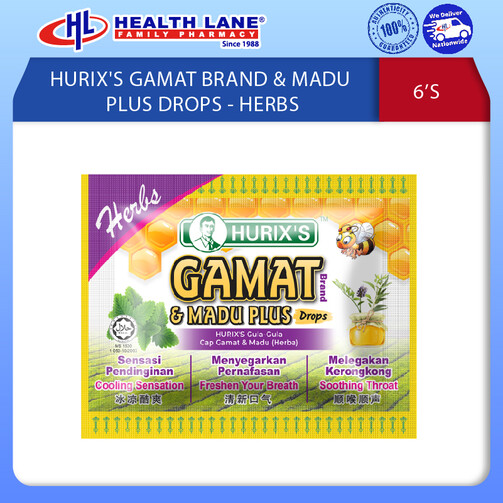 HURIX'S GAMAT BRAND & MADU PLUS DROPS - HERBS (6'S)