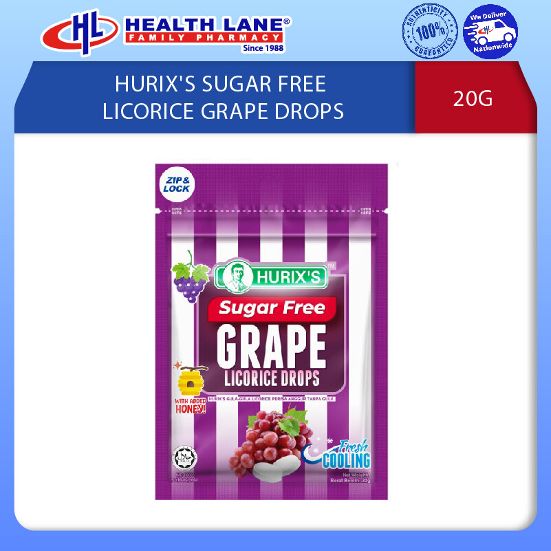 HURIX'S SUGAR FREE LICORICE GRAPE DROPS (20G)