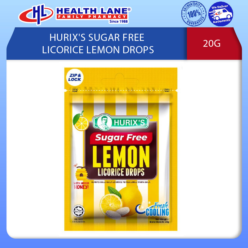 HURIX'S SUGAR FREE LICORICE LEMON DROPS (20G)