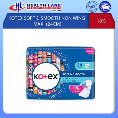 KOTEX SOFT & SMOOTH NON WING MAXI 24CM (10'S)