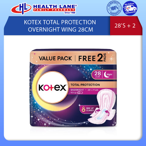 KOTEX TOTAL PROTECTION OVERNIGHT WING 28CM 28'S+2