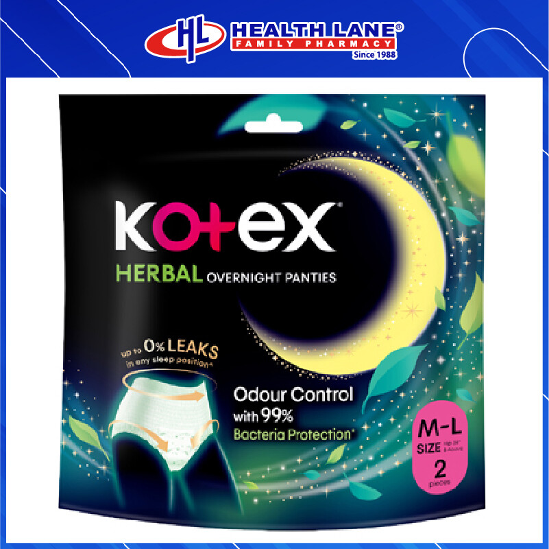 KOTEX OVERNIGHT PANTIES HERBAL 2S (M/L) 